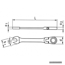 Ключ комбінований з тріскачкою і шарніром Метричний WURTH 8 мм