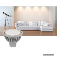 Энергосберегающая светодиодная лампа Toshiba E-CORE MR16 (GU5.3) мощностью 4 Вт 12 Вольт, теплый белый, луч 35 градусов [Класс энергопотребления A +]