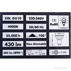 Світлодіодна лампа WURTH 220 Вольт, 5W / PAR 16 / GU10 / 4000K