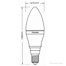 Светодиодная энергосберегающая лампа Toshiba E-core E14 GLS LED Candle Bulb 6 Вт (25 Вт), 220 Вольт, теплый белый цвет
