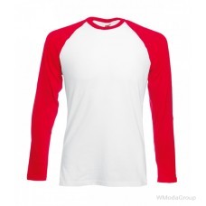 Мужская двухцветная футболка с длинными рукавами белый-красный